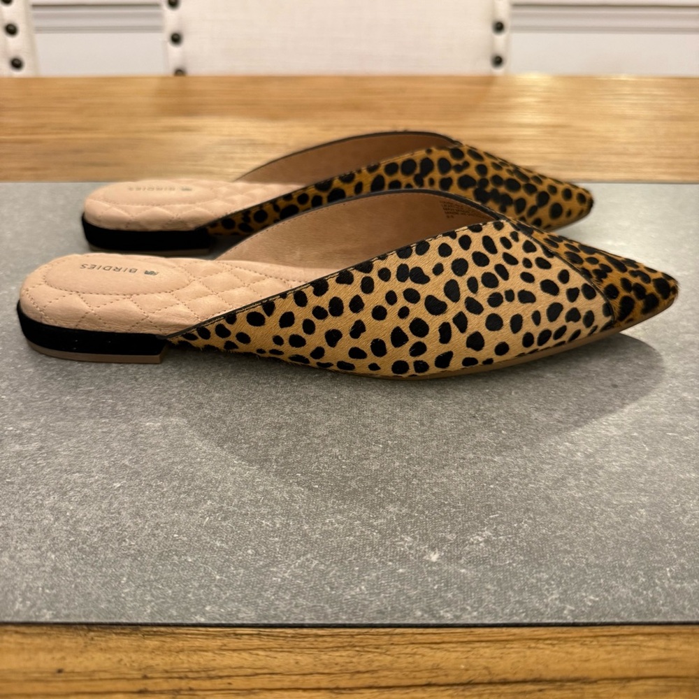 Birdies The Swan Mini Cheetah Calf Hair Pointed Toe Mules Size 9.5 NIB - Picture 3 of 13